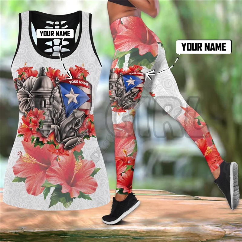 

Customize Name Puerto Rico 3D Printed Tank Top+Legging Combo Outfit Yoga Fitness Legging Women