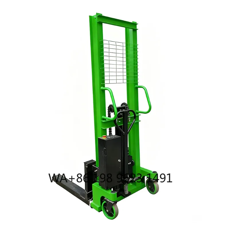 

Half Electric Hydraulic Lifting Stacker Manual Push Forklift Warehouse Workshop Industrial Material Handling Lifting Equipment