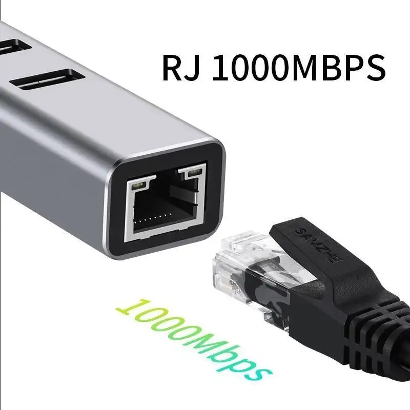 外部ネットワークアダプター,USB 3.0ギガビット,4ポート,アルミニウム合金,LAN,rj45,1000Mbps,pc,mac,Windows