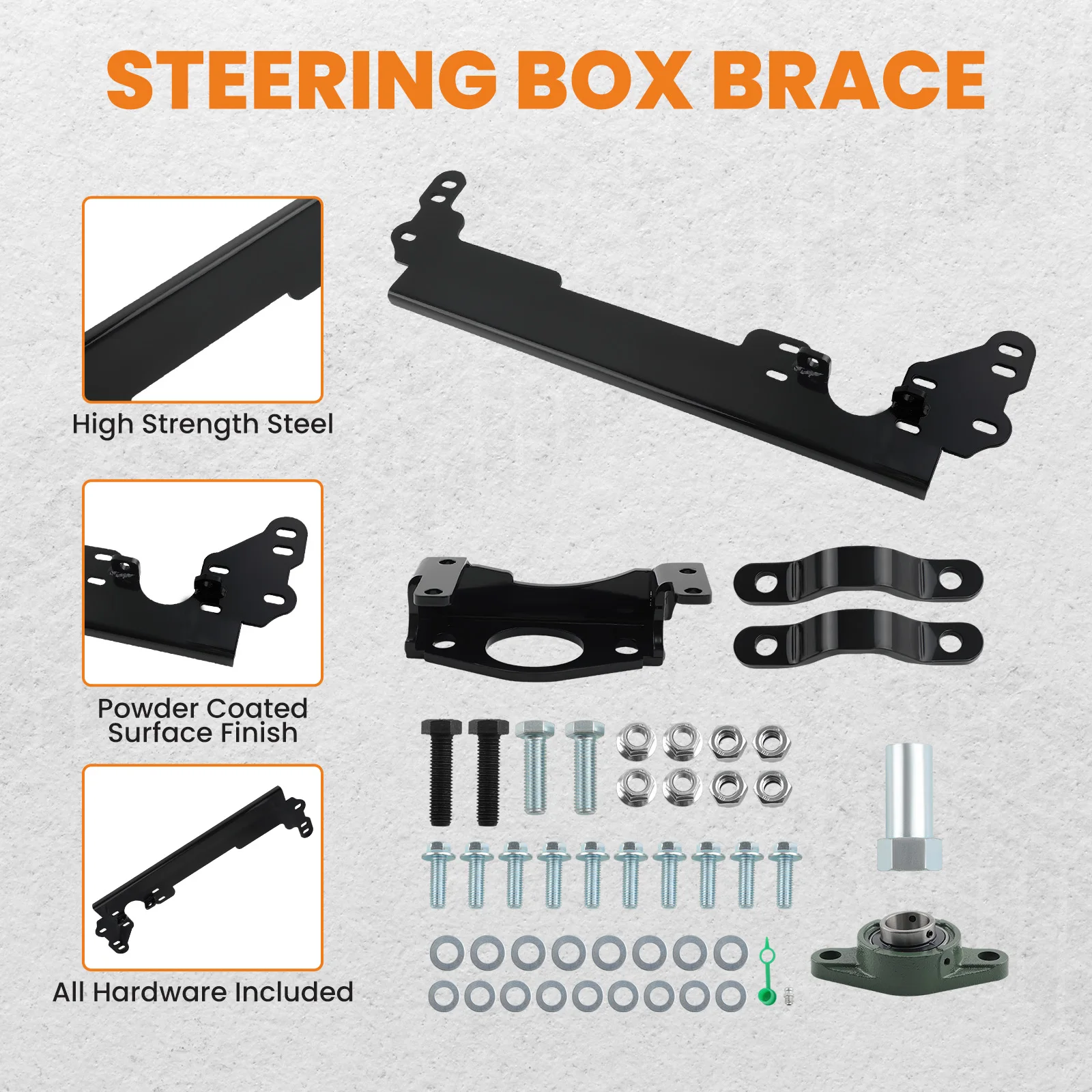

Steel Steering Gear Box Stabilizer Bar Brace Kit for Cherokee XJ 1984-2001 Black