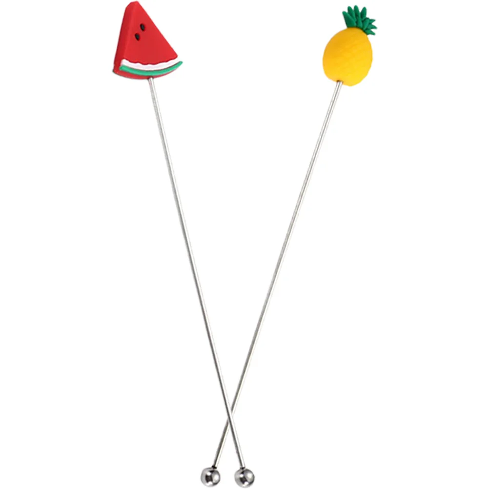 

2Pcs Stainless Steel Fruit Stirring Rods Cocktail Mixing Sticks for Home Bar Party Decorative Drink Stirrers