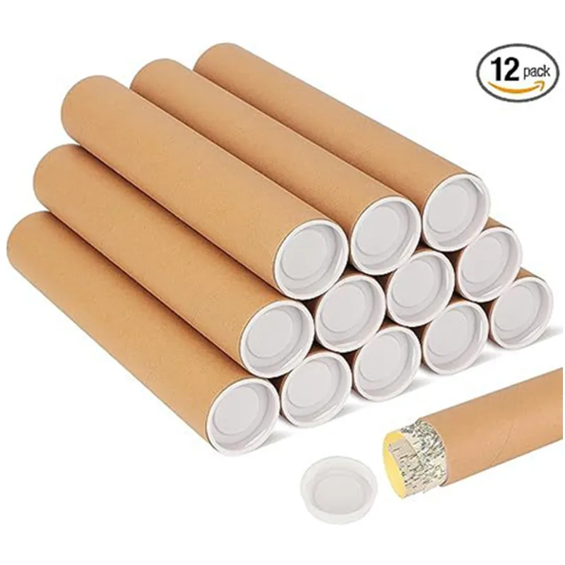 12 Pack 2X12 Inch Cardboard Mailers Tube Poster Tube With Caps For Packaging Posters For Mailing