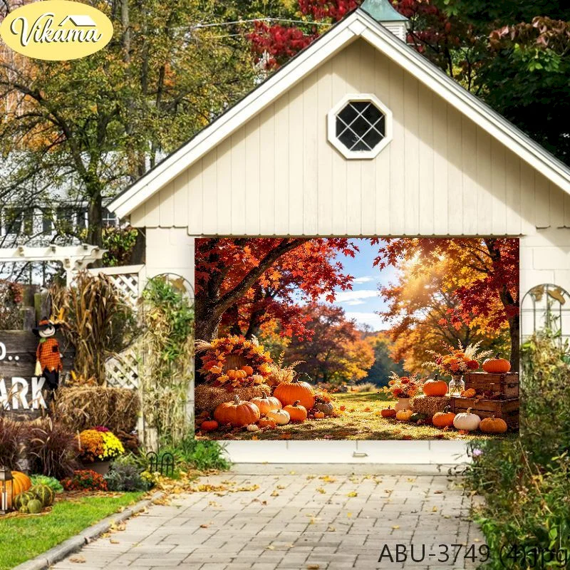 VIKAMA Thanksgiving Tapestry Wall Hanging Give Thanks Lord Cartoon Forest Mushroom Pumpkin Kids Room Decor