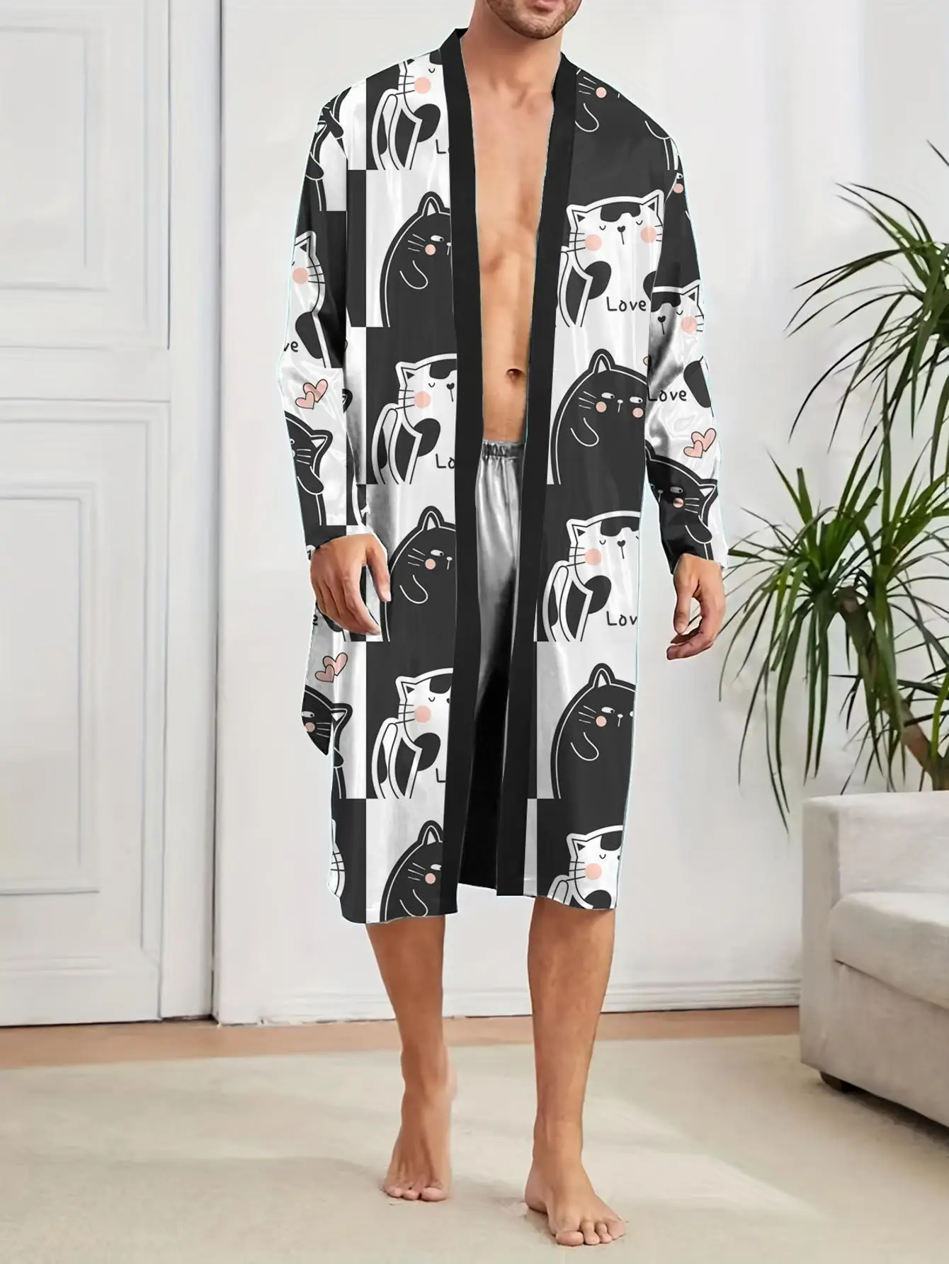 1pcs Men's Robes 2026 Spring/Summer dressing gown bath robe Graphic Funny pajamas Breathable sleepwear Shower robe 3D Printed