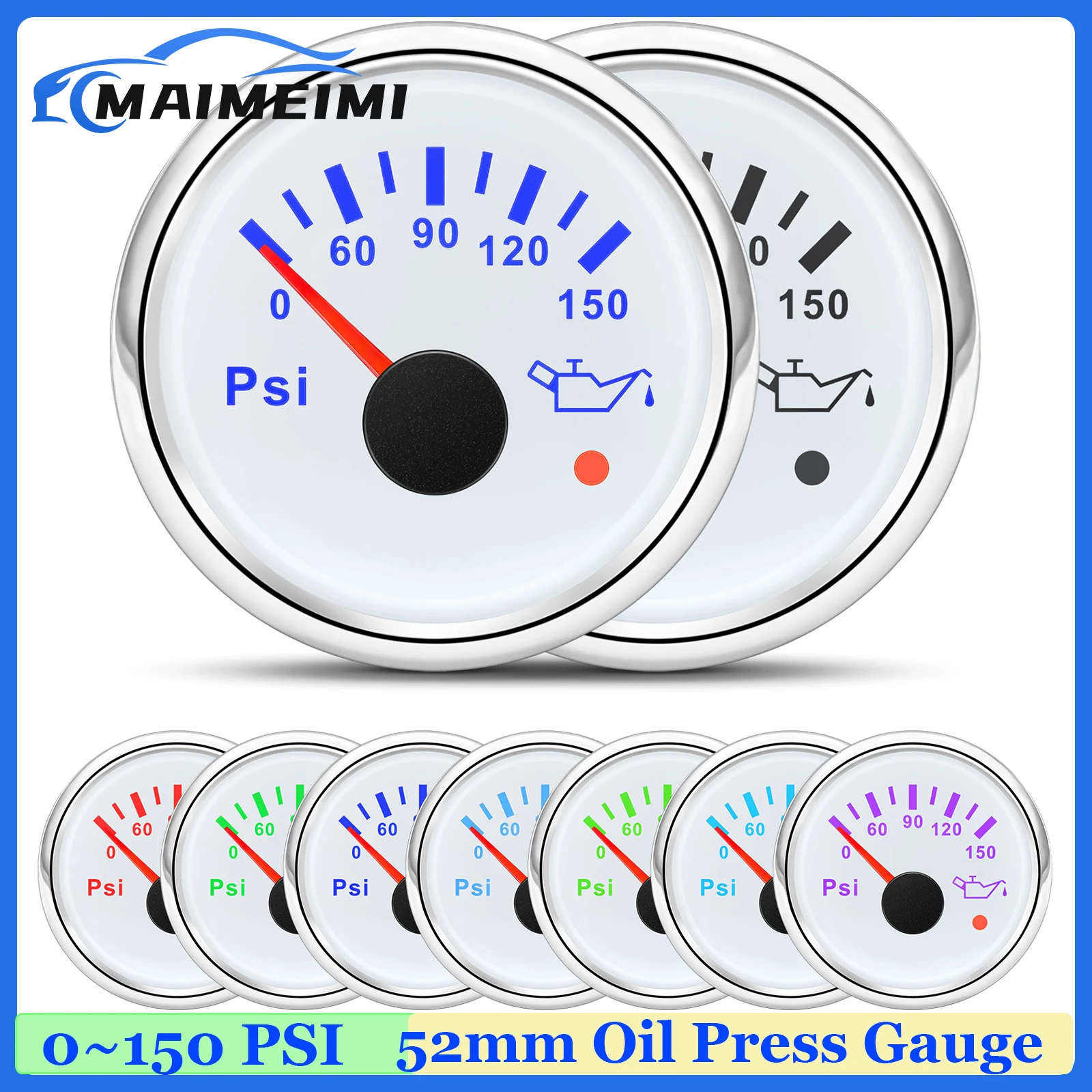 

Водонепроницаемый 2 "52 мм манометр масла 0 ~ 100PSI масляный пресс-метр индикатор датчик 7 цветов светодиодный для автомобиля лодка мотоцикла 12 В 24 В
