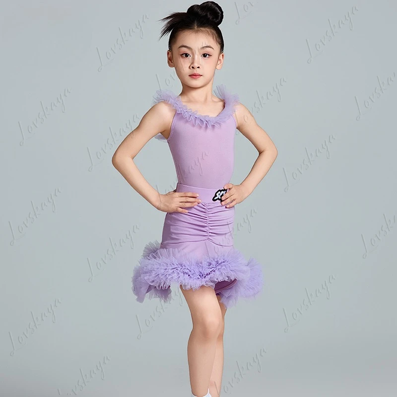 

New Style Girls' Latin Dance Summer Fairy Dress High-end and Stylish Practice Outfit Set
