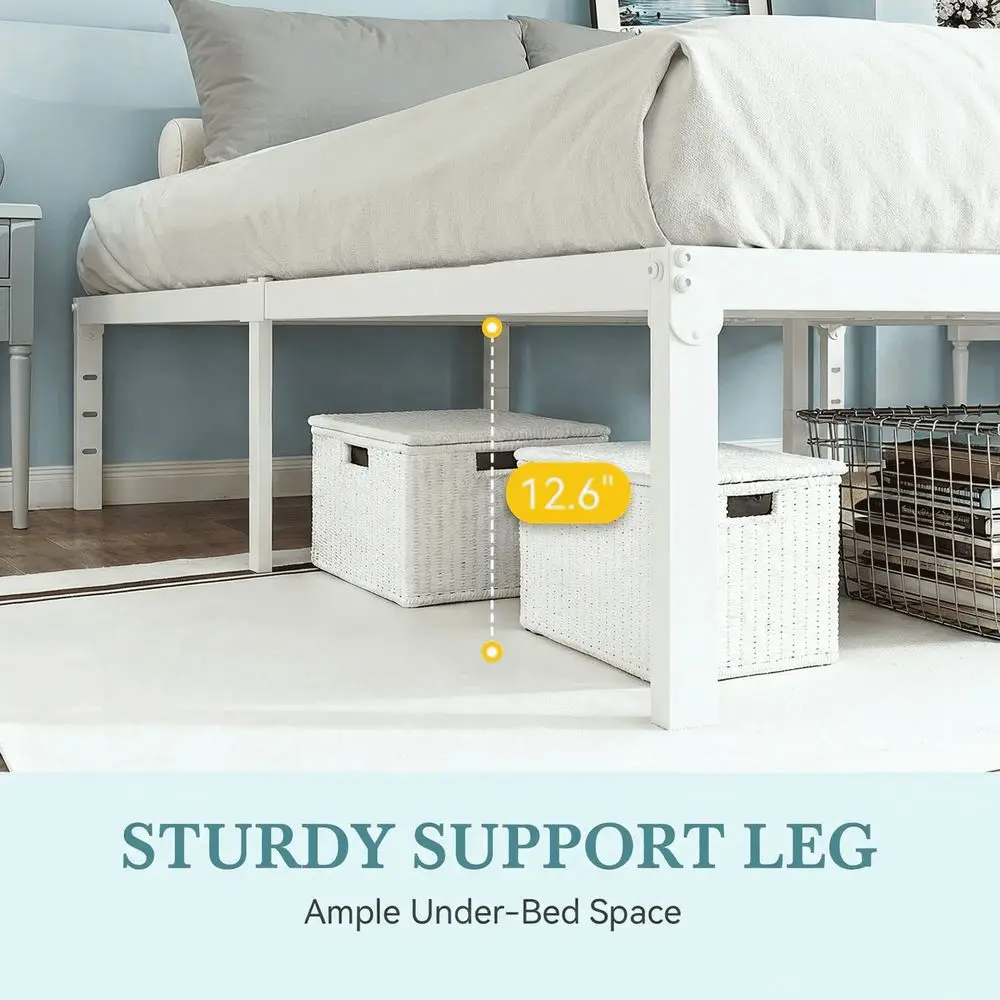 

Twin Full Queen King Bed Frame, 14 Inch Metal Platform Bed With Ample Storage, No Box Spring Needed, Easy Assembly, White