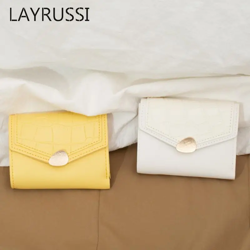 

LAYRUSSI Fashion Business Credit Wallet Design Folding Card Bag Woman Card Holder PU Leather Pocket Wallet For Ladies Coin Purse