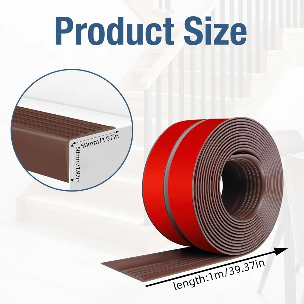 1PC 1M/39.37IN Stair Edge Protector, Angled L-Shaped Stair Nosing with Self-Adhesive, Trim for Indoor/Outdoor Home & RV Steps