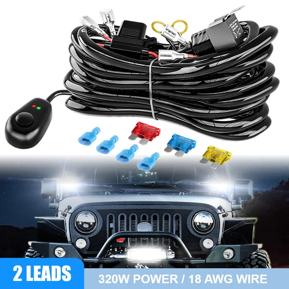 Wiring Harness Kit For 2 Lights Fuse On-off Switch 12v 30A Relay 320w For 4-52 Inch Led Work Light Bar Fog Lamp Spotlights