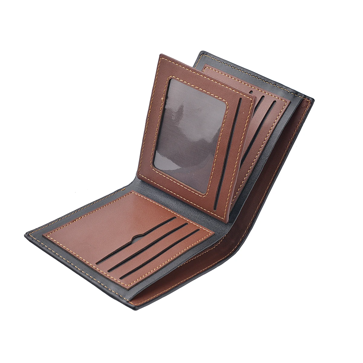 محفظة رجالية قصيرة من جلد البولي يوريثان، نمط مرقع، تصميم جديد شخصي، متعدد الوظائف، حامل بطاقة الائتمان، جيب للعملات المعدنية