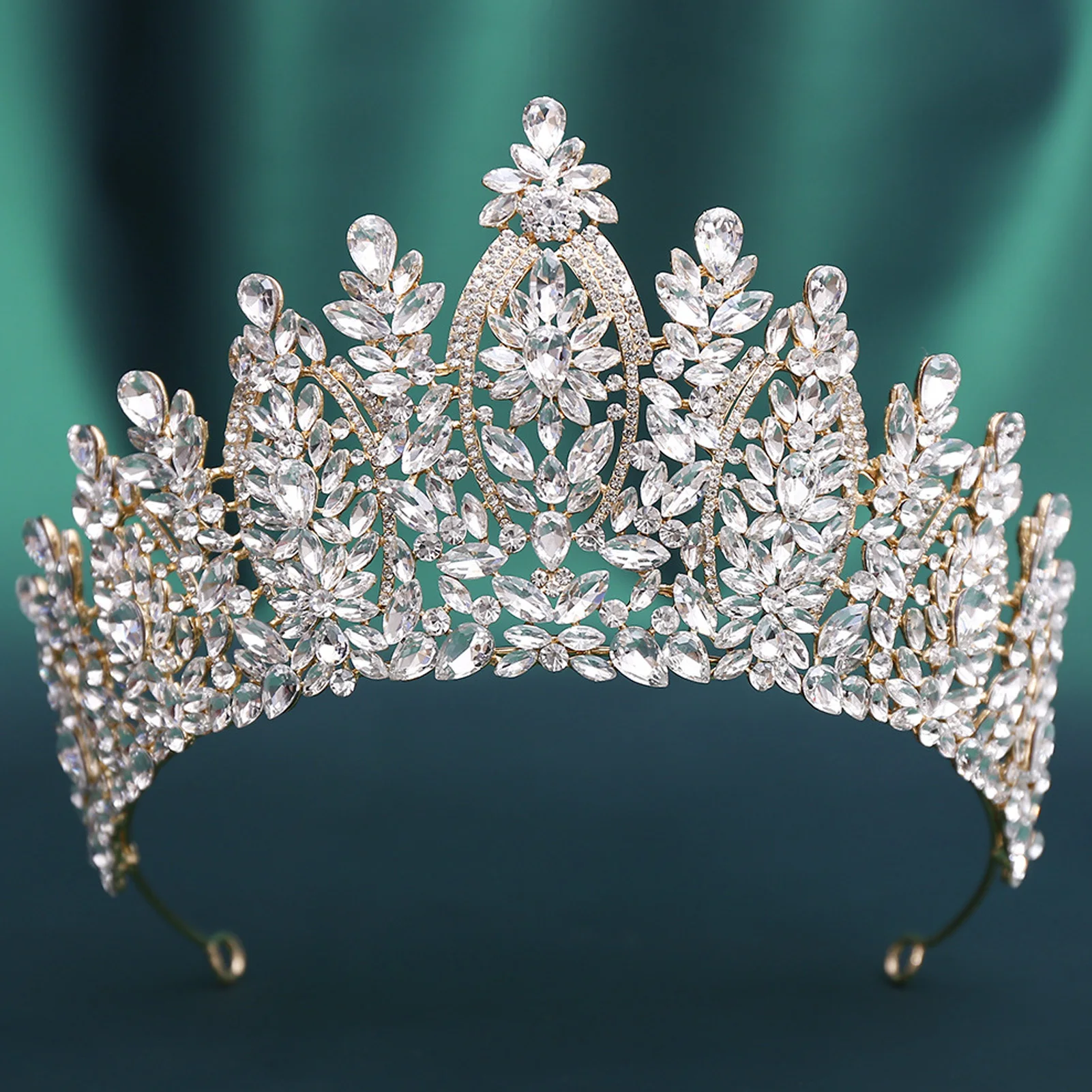 Alloy Crystal Baroque Style Bridal Crown With Comfortable Lightweight Design For Wedding Ceremony view 3