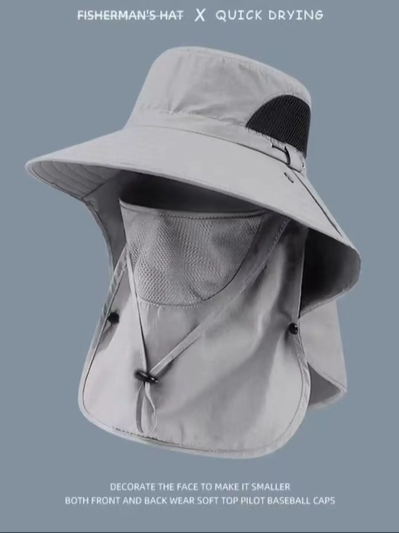 Men's Summer UV Protection Bucket Hat, High-Quality Sun Hat for Outdoor Travel, Large Brim Full Face Coverage Sunshade Hat, Idea