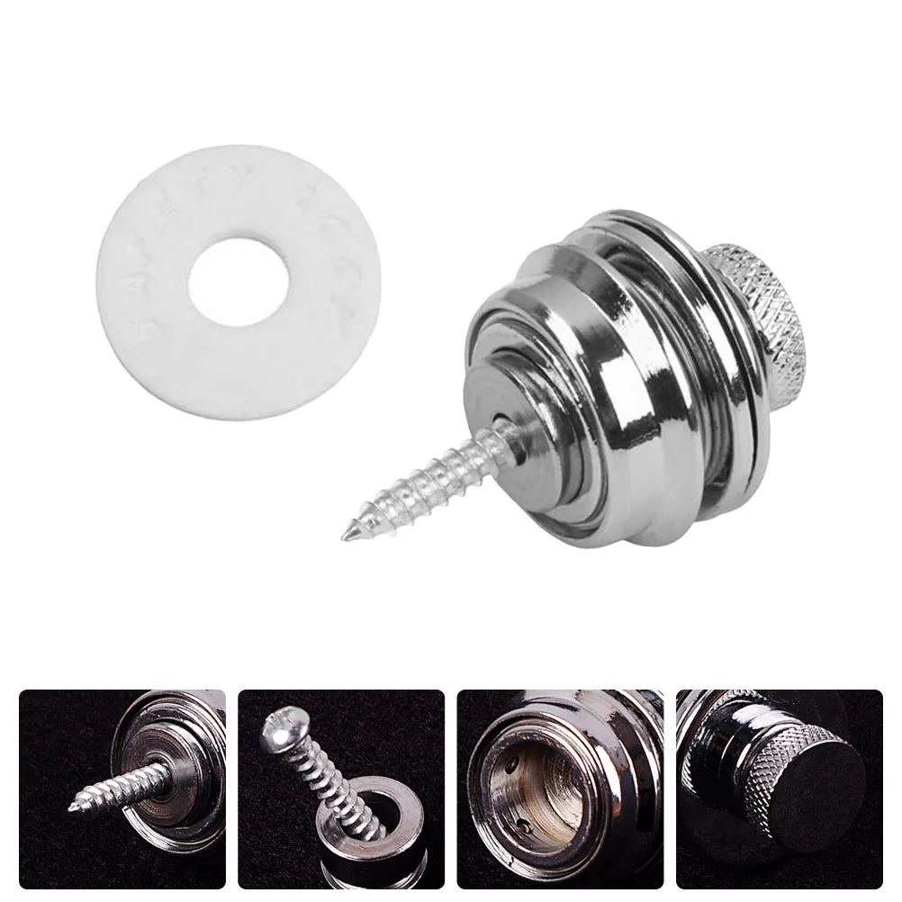 

Guitar Strap Buckle Sturdy Wear Resistant Bass Button Protects Guitar Belt Bolt Alloy Silver Nail Musical Instruments