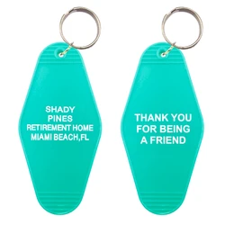 SHADY PINES RETIREMENT HOME MIAMI BEACH HOTEL KeyChain Keyring Tag Key Chains TV Show The Office Fans Funny Accessory Put logo