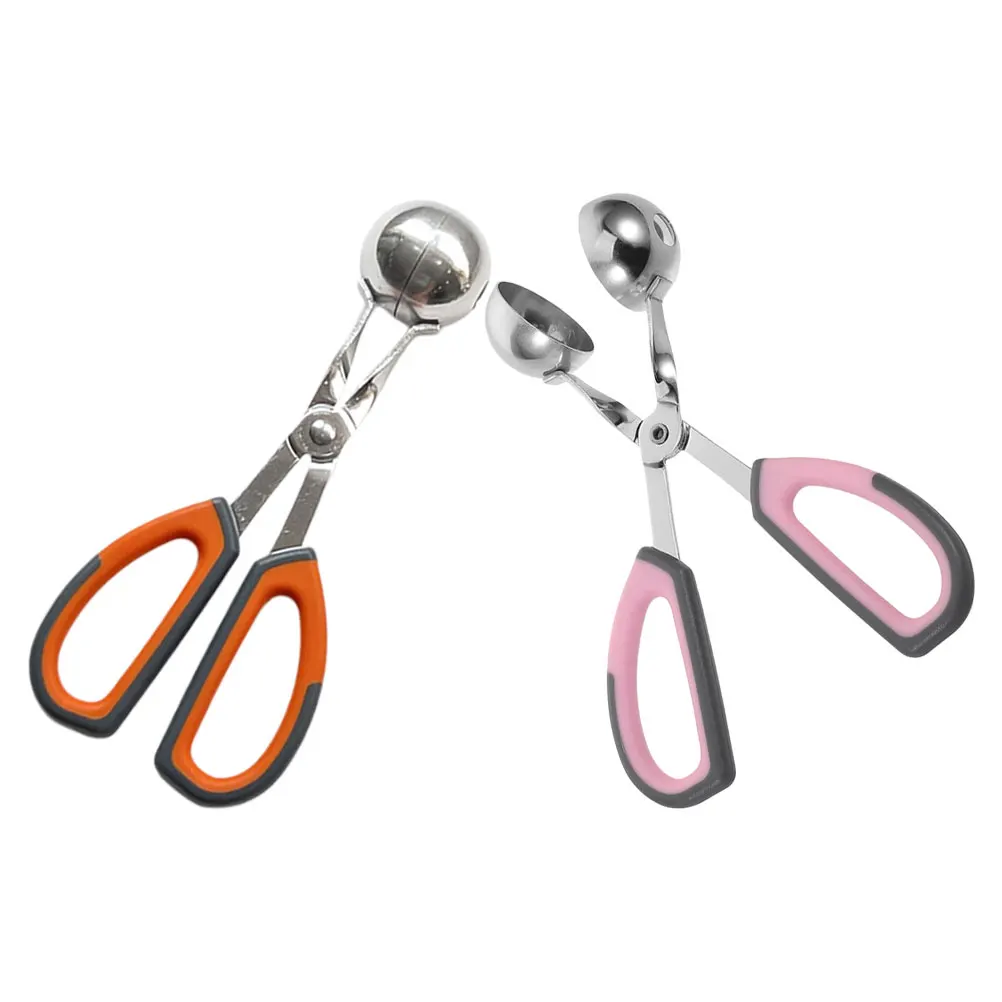 

2Pcs Antislip Handle Meatball Maker Tool Stainless Steel Kitchen Gadget Squeezing Spoon Easy Shaping Manual Press