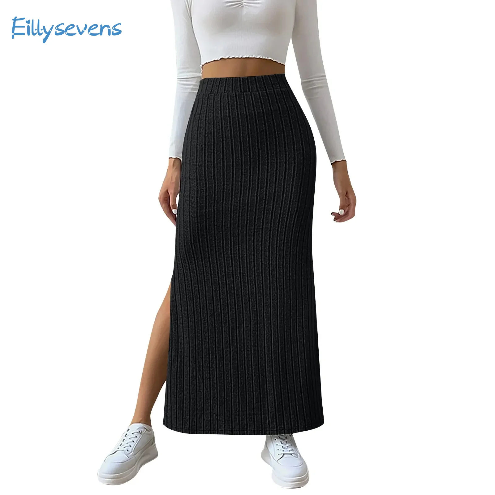 

Summer New High Waisted Skirts Sexy Slim Fit Side Slit Knit Skirts For Women Daily Date Leisure Vacation Matching Elegant Skirts