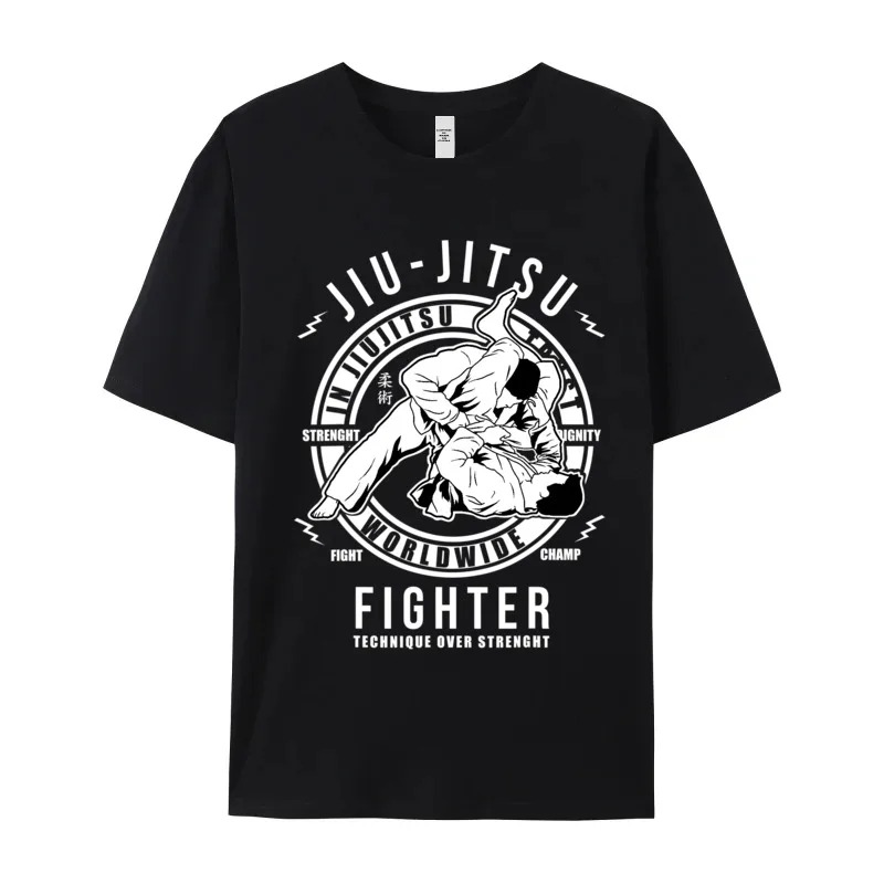 Jiu Jitsu Shirts Martia Arts 100% Cotton Men Tops & Tees Casual Thanksgiving Day Tshirts Newest Round Collar Tee-Shirts