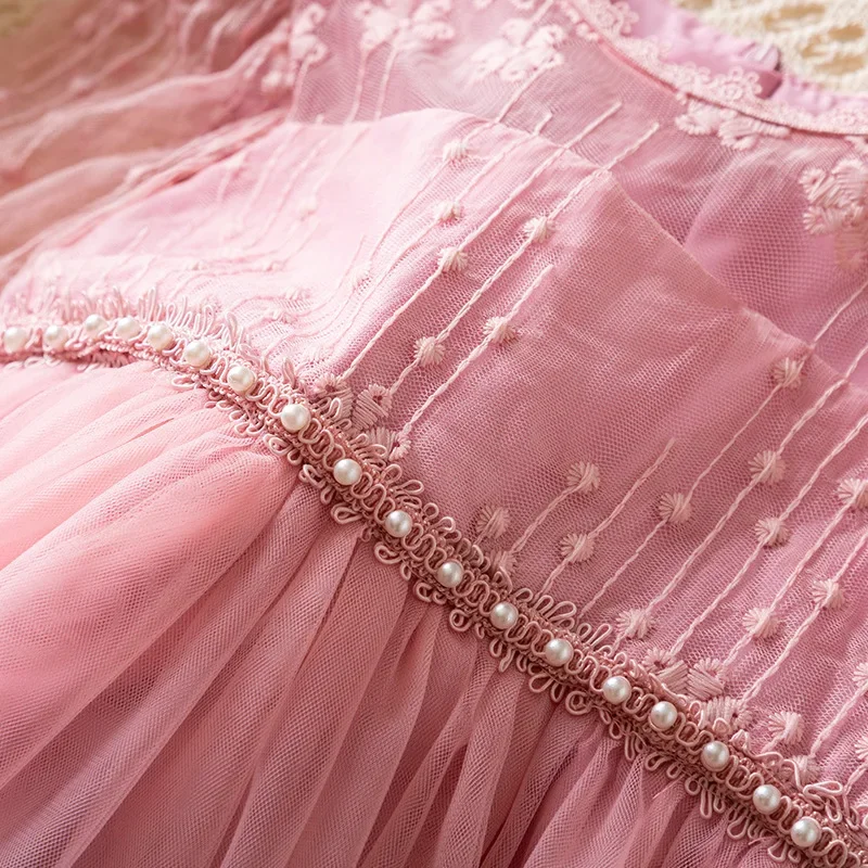 2026 ربيع جديد 0-3Y طفلة فستان الأميرة الدانتيل كم طويل تول الكرة ثوب لحفلة عيد ميلاد ملابس الأطفال #6