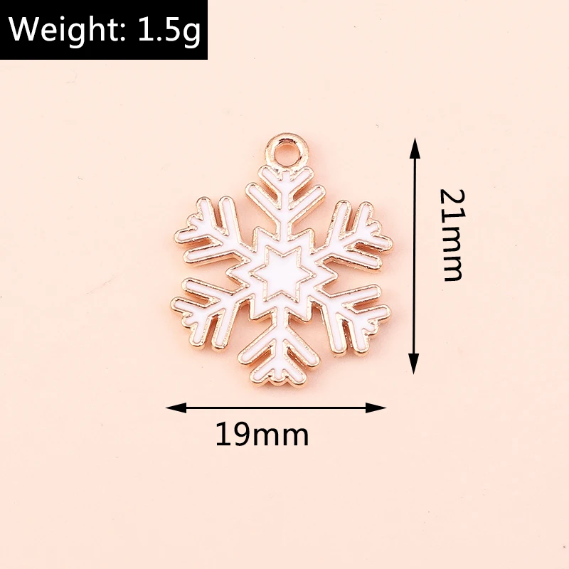 10 sztuk 19x21mm emalia zima płatek śniegu Charms dla tworzenia biżuterii nowy rok kolczyki świąteczne wisiorek naszyjniki DIY zapasy rzemieślnicze — zdjęcie 3