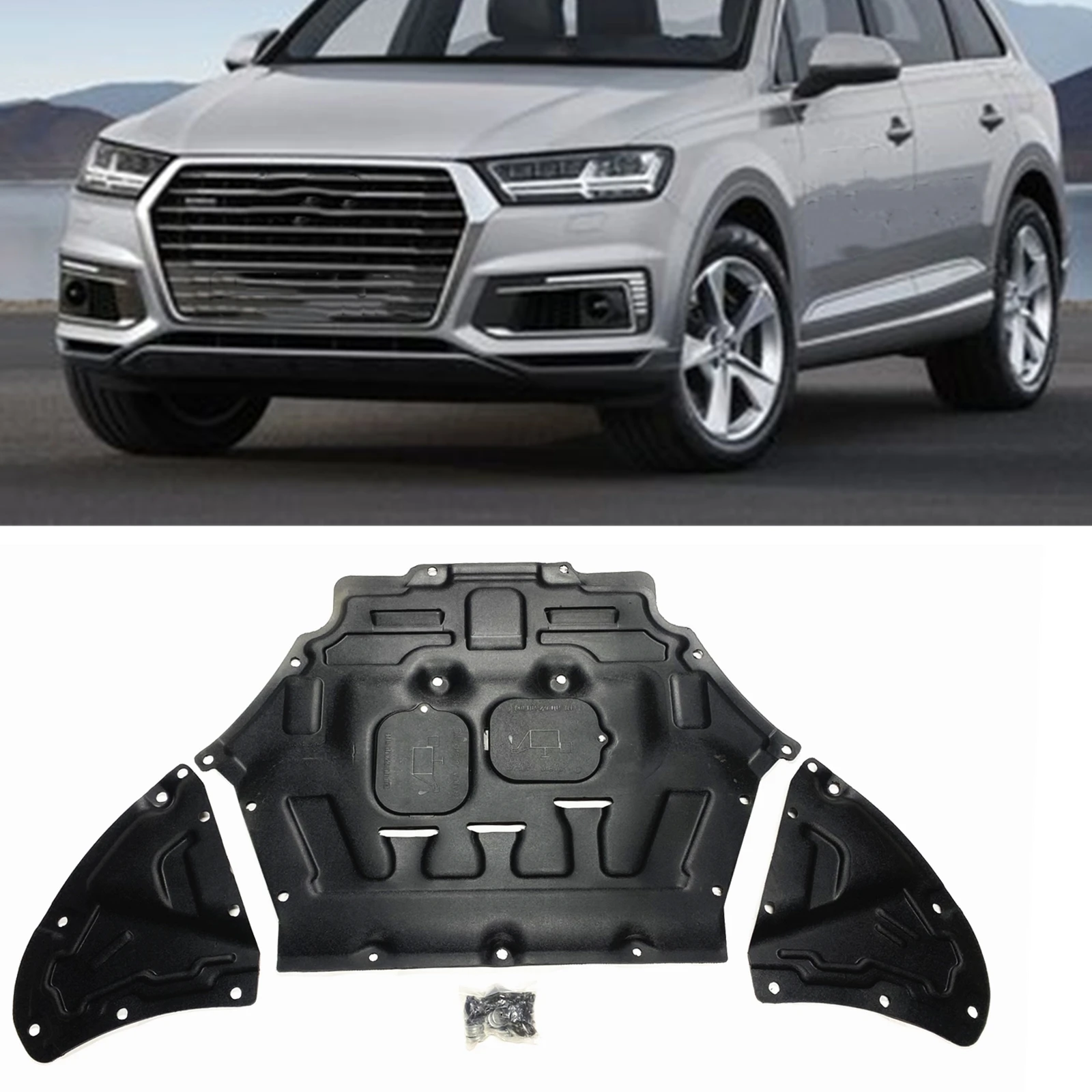 Car Under Engine Guard Plate Splash Shield Mudguard Cover Shade Mud Fender Board Mudflap For Audi Q7 2017-2019 2.0T 3.0T