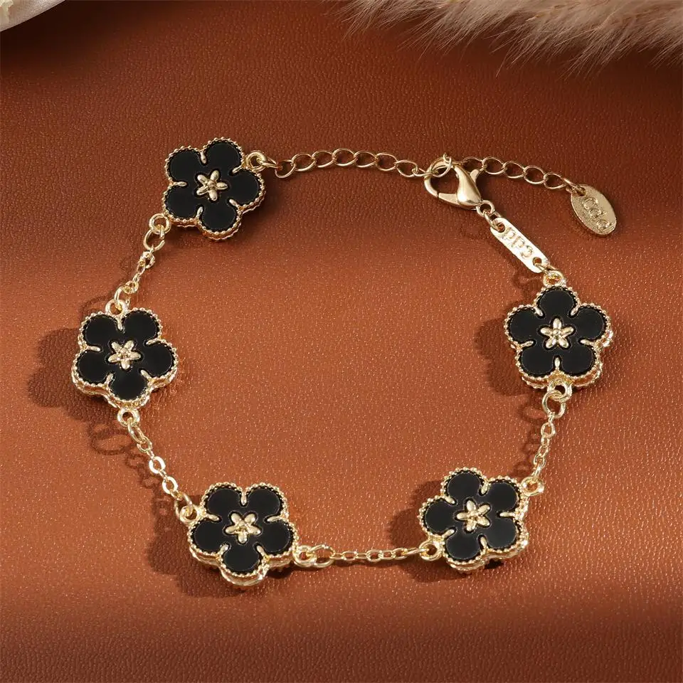 1Pcs Luck Five Leaf Flower Pendant Jewelry Bracelet for Women Gift Fashion Trendy Clover Bracelet Earring Party Jewelry Gift image 4