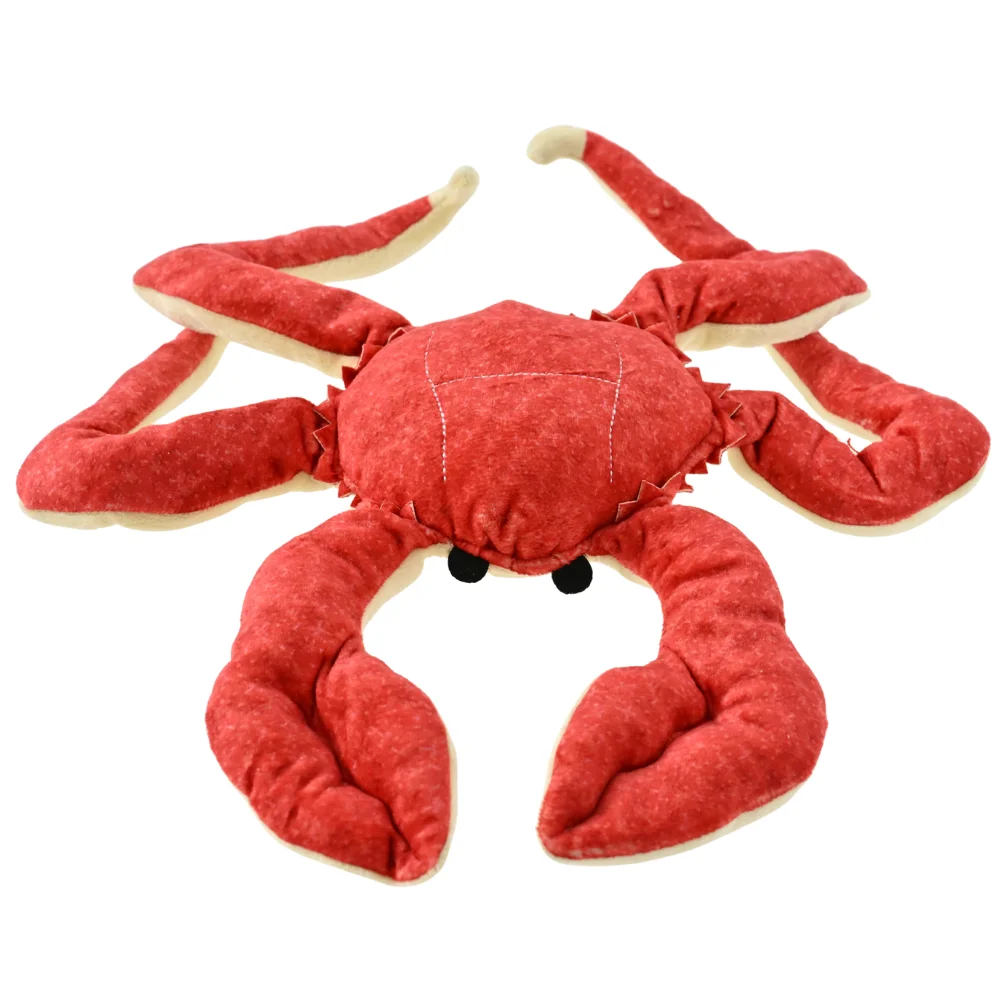 10PCS Carton Plush Crab Dog Toys Durable Squeaky Chew Toys with Double Layer Fabric