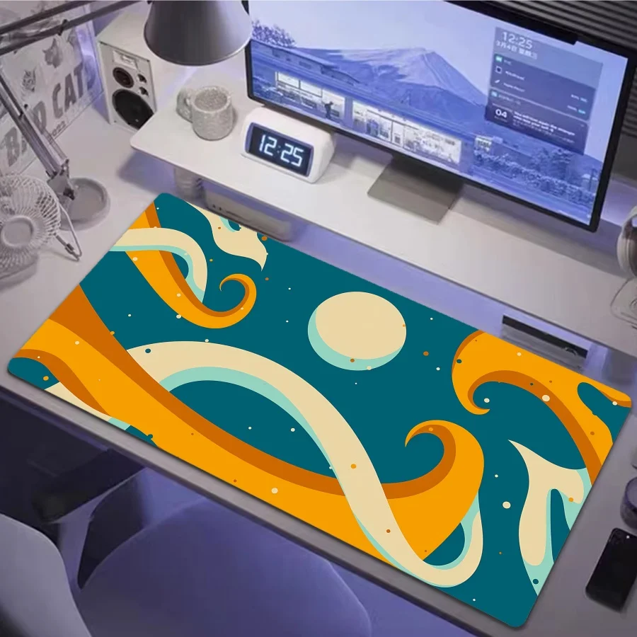 

Новый игровой коврик для мыши Liquild, большой, с сине-белыми линиями, для геймеров, коврик для стола, игровой настольный коврик, XXL 90x40см