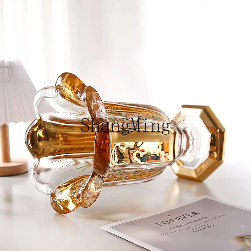 

CL light luxury artistic sense crystal glass vase enamel flower arrangement ornament housewarming gift flower idea