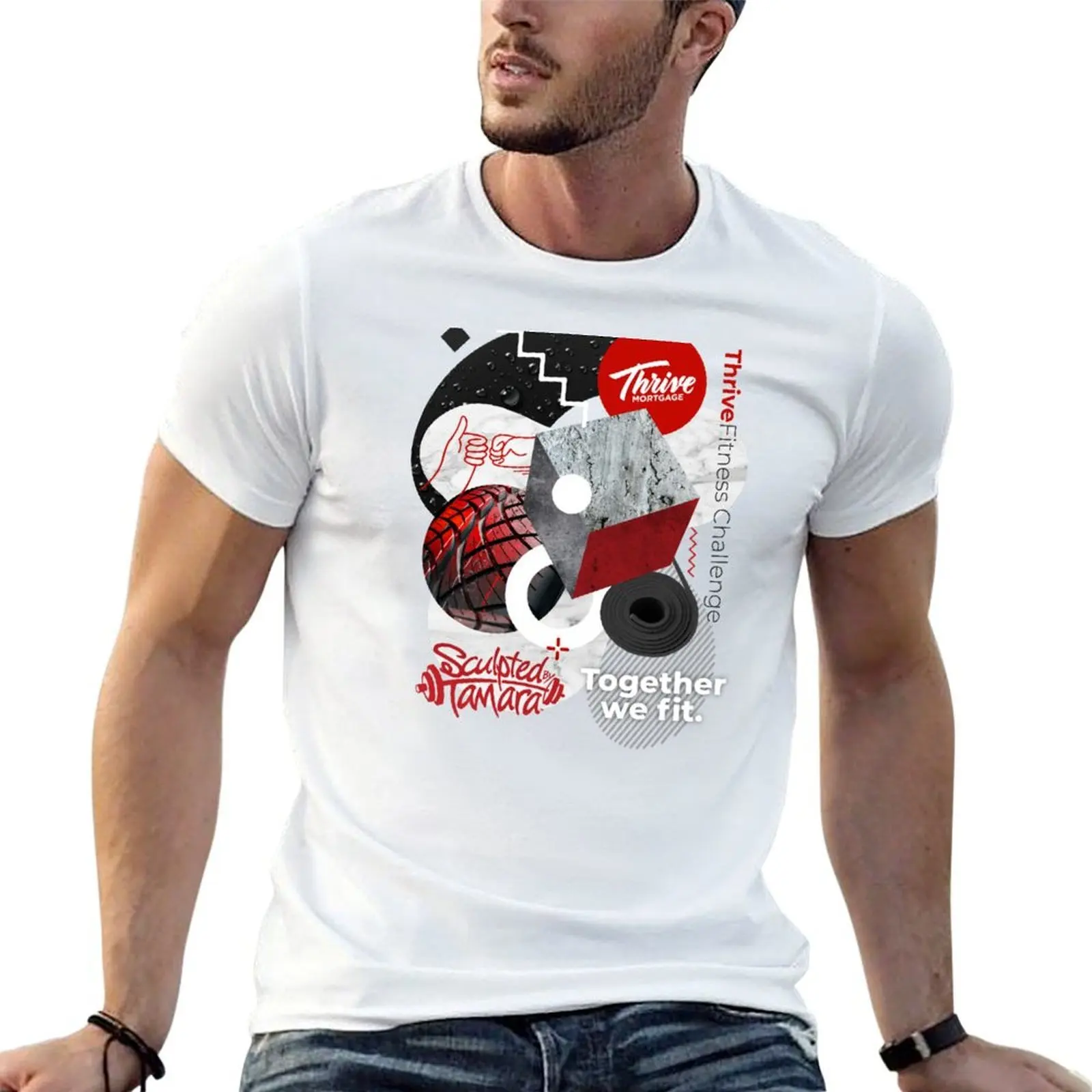T-shirt décontracté avec imprimé original Thrive Fitness Challenge