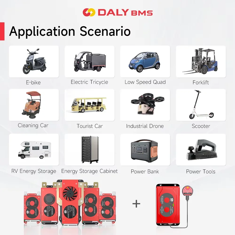 Daly Smart BMS Smart Active Balancer 1A Lifepo4 3S 4S 12V 8S 24V 13S 16S 48V 20S 24S 40A 60A 100A 150A 300A 500A Li-Ion Battery