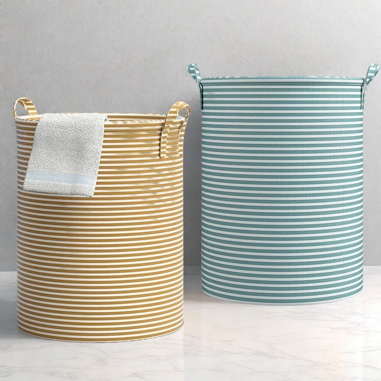 Haundry Thickened Tall Laundry Basket with Handle, Large Collapsible Round Laundry Hamper Bin Laundry Bag for Clothes Storage