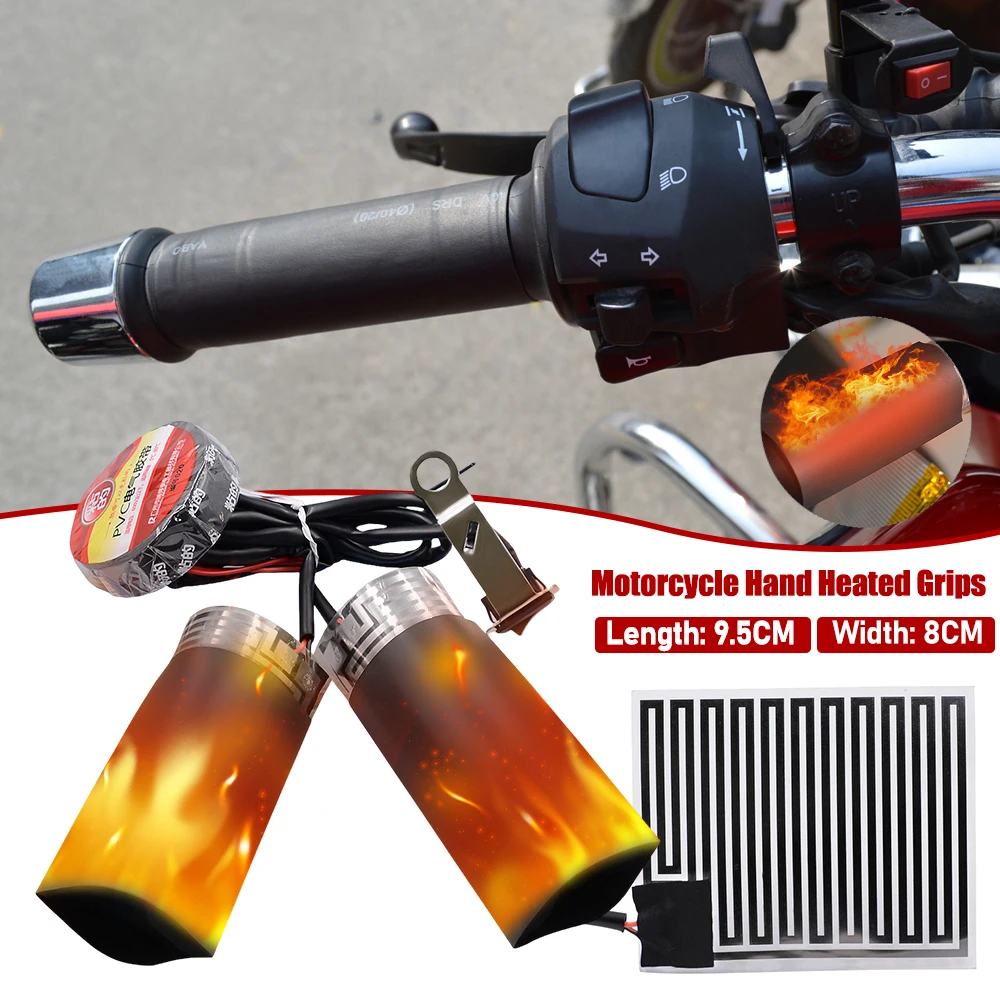 Motorcycle Hand Heated Grips DC 12V Electric Molded Grips Waterproof Scooter Bar Hand Warmer Adjustable Temperature Grip Handle