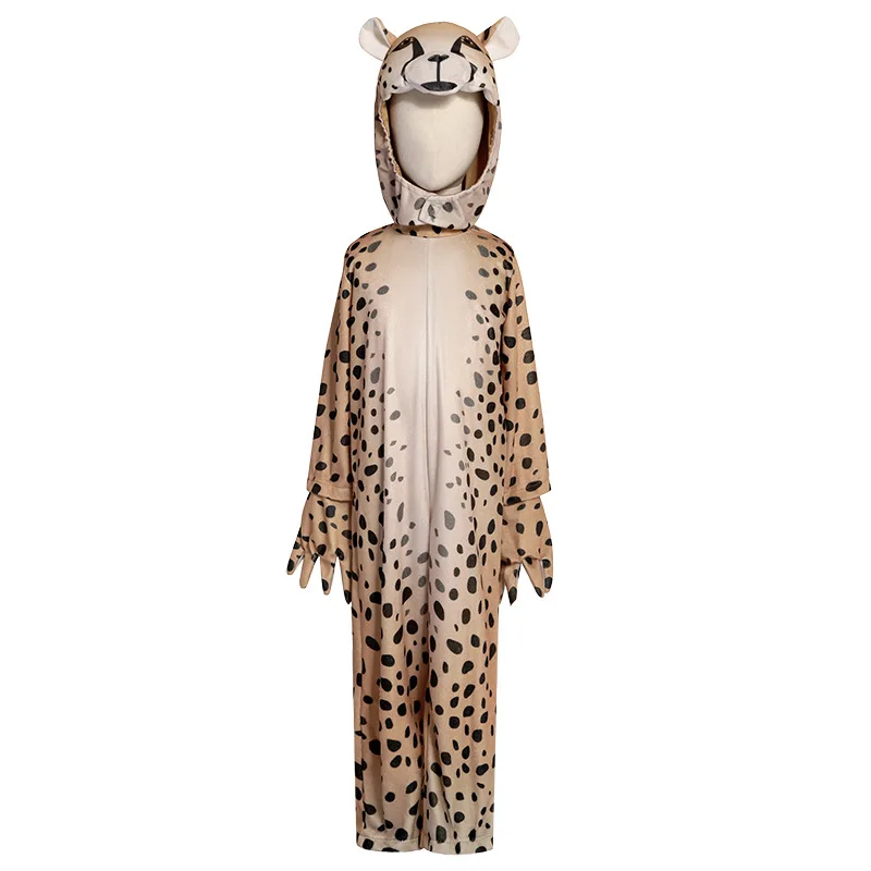 Cartoon Character Leopard Cosplay para Meninas, Traje Marrom Bonito, Festa De Carnaval Animais, Halloween