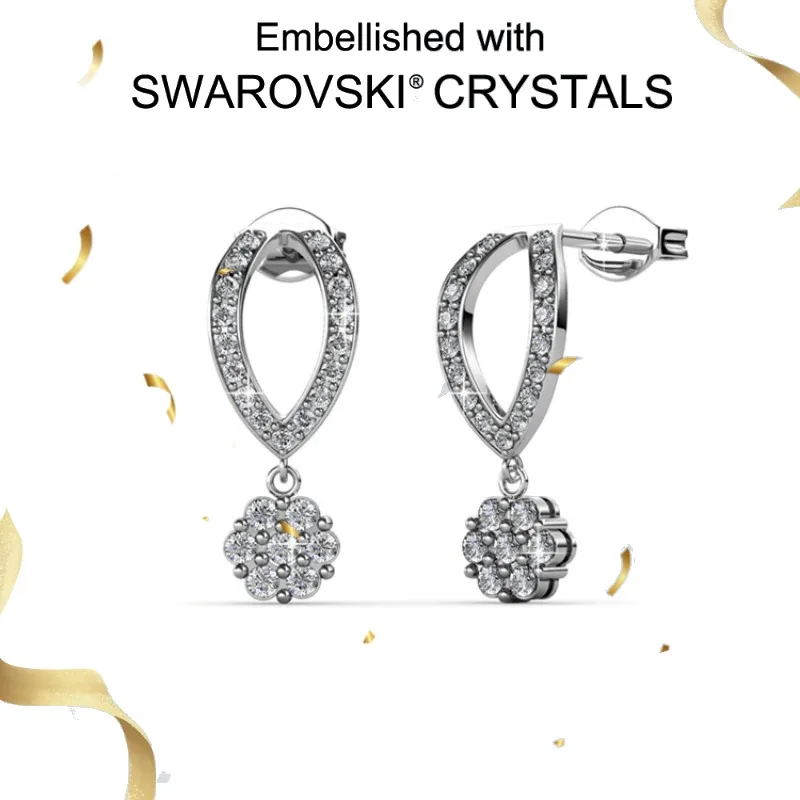 

Daisini Hoop Drop Earrings for Women Dangle Earring Fashion Jewelry 925 Sterling Silver Embellished with Swarovski Crystals