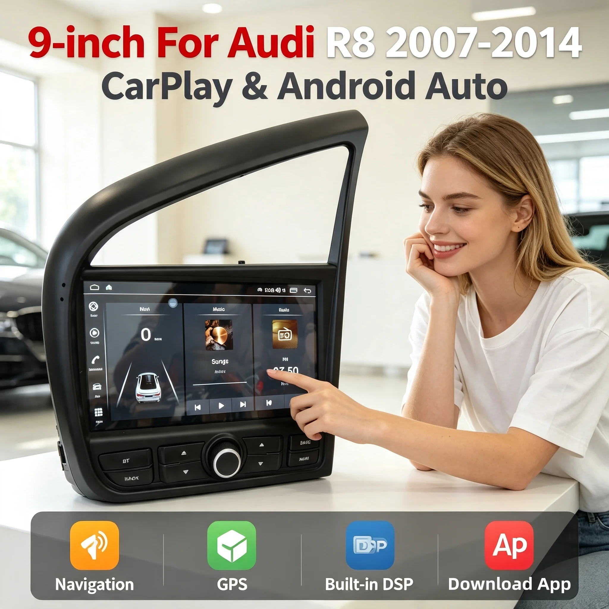 Android Car Radio For Audi R8 2007-2014 Automotive Multimedia Bluetooth Carplay Auto 4G WIFI GPS Navigation Head unit Stereo