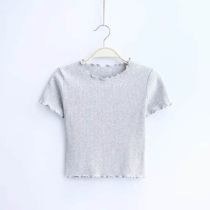 PopPopWomen's Solid Color T-Shirt Summer Slimming Smoothing Versatile Top Thin Half Sleeve Modal Base Layer Round Neck Short Sle