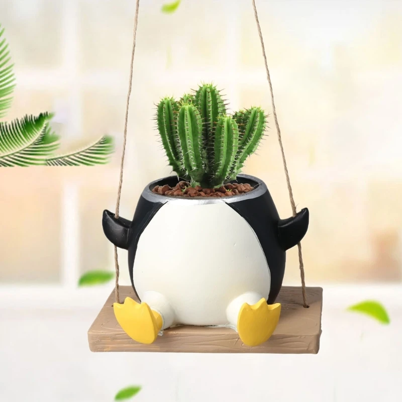 

Swing Penguins Planter Pots Hangings Planter for Indoor Plant for Indoor Outdoor Swinging Plant Pots Decorations Succulents