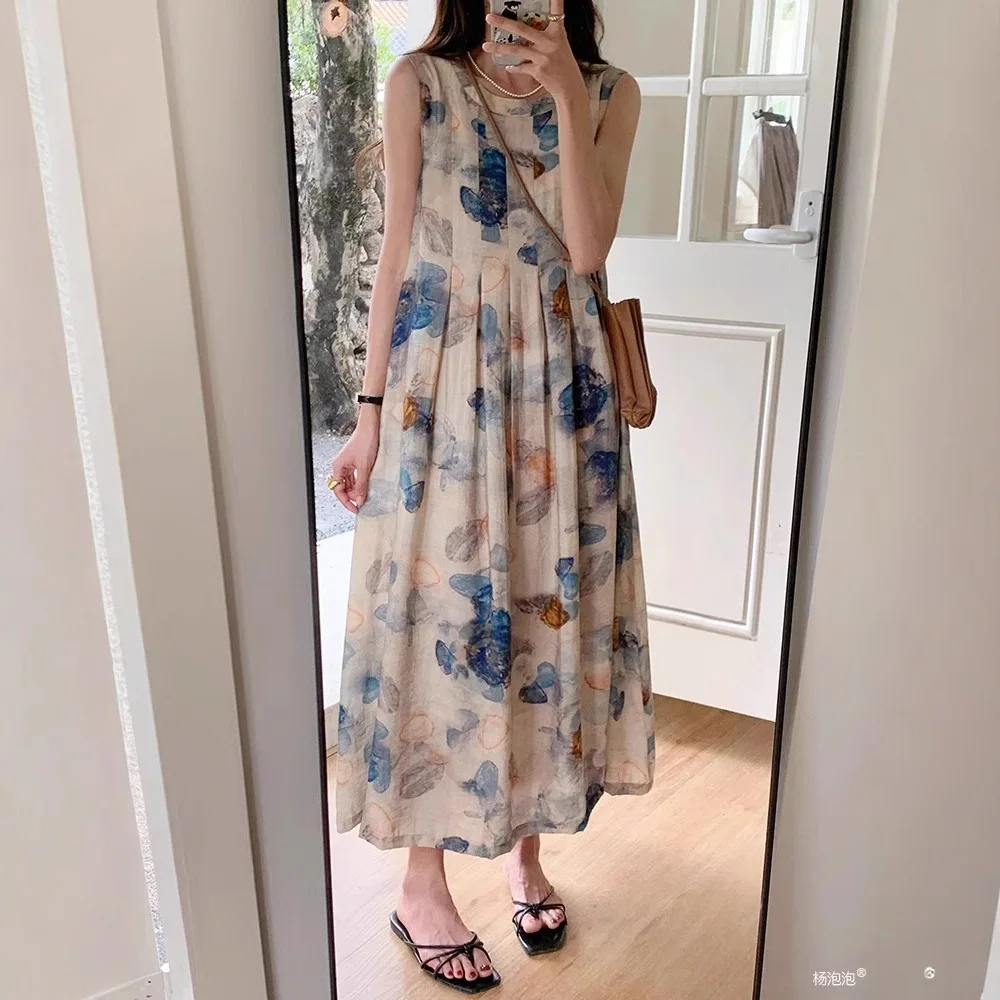 

Tank Top Dress Niche 2026 Spring/summer New Retro Artistic Temperament Long Skirt