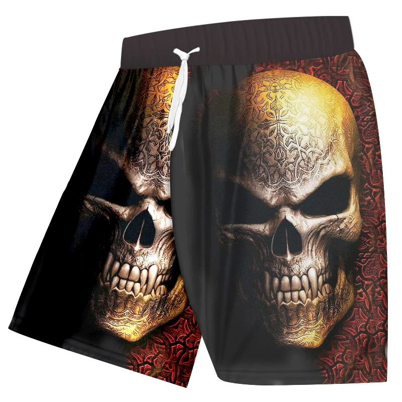 Herren-Badehose mit 3D-Totenkopf-Print, Strandshorts, schnell trocknende Outdoor-Freizeit-Sportshorts, Badebekleidung, modische Herrenshorts – Detail 11