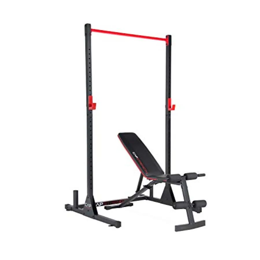 Power Racks y accesorios para gimnasio en casa, estructura de acero resistente, acabado negro, ganchos en J ajustables y pasadores de seguridad
