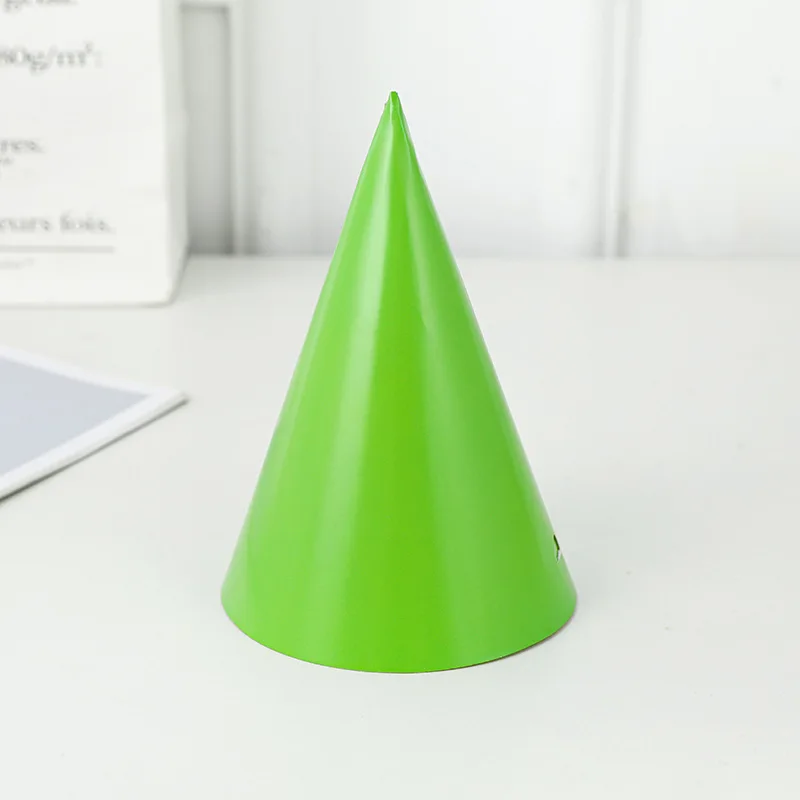 10PCS INS Kids Paper Blue Green Birthday Hat Soild Color Yellow Pink Purple Party Headwear Baby Shower Boy Girl Cap