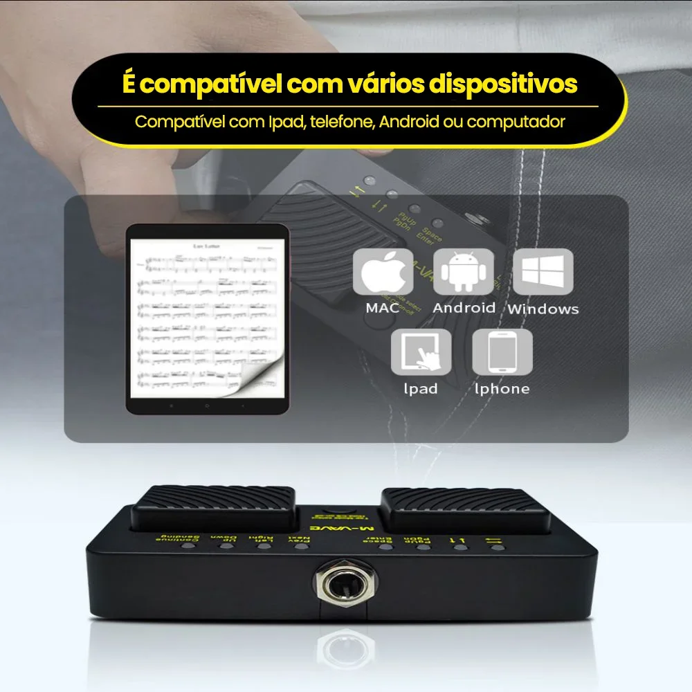 M-VAVE CUBE TURNER PRO Wireless Bluetooth Page Turner Silent Foot Pedal USB Rechargeable Musical Instrument Tablet Smart Phone