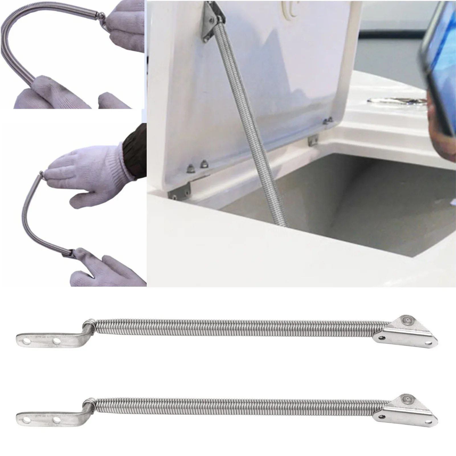 2Pcs Marine Hardware Boat Spring Hatch Support Stainless Steel Top Mounting Bar 8-1/4in Handware Boats Accessories