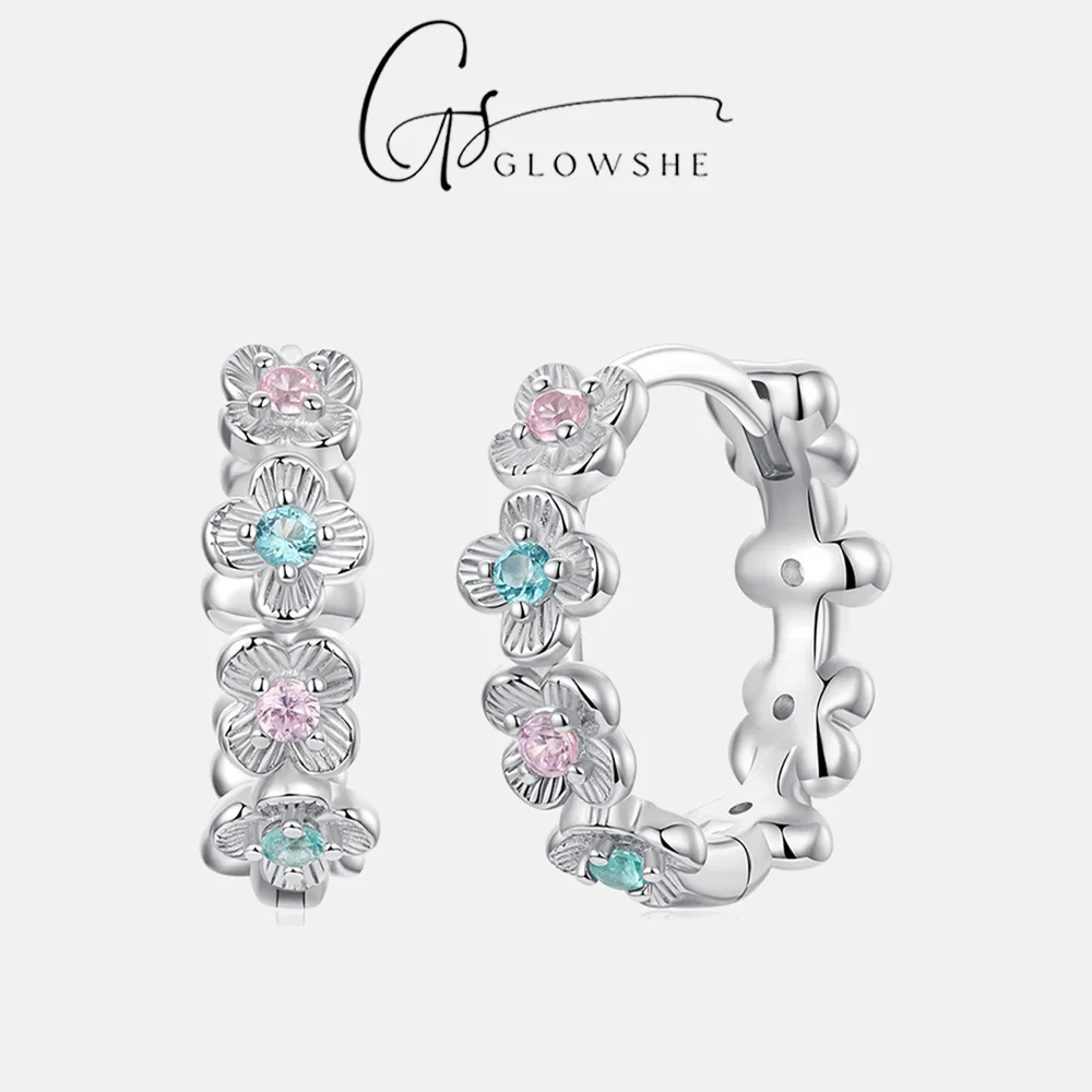 

Glowshe 100% 925 Sterling Silver Zircon Double Star Hoop Earrings High Quality Fine Jewelry Women's Elegant Delicate Earrings