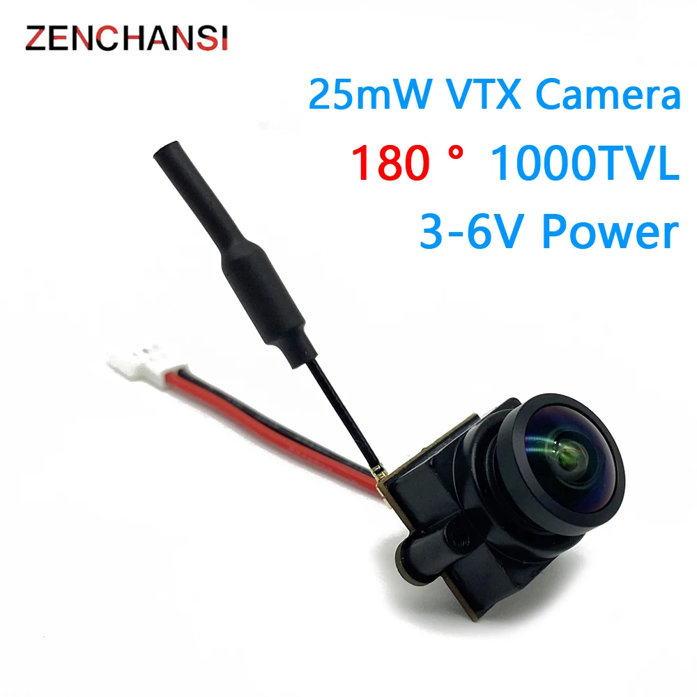 Mini 5.8G FPV 180° Wide Angle VTX Camera CMOS 1000TVL 48CH 25mW adjustable Transmitter With Base Bracket For RC Model Drone Car