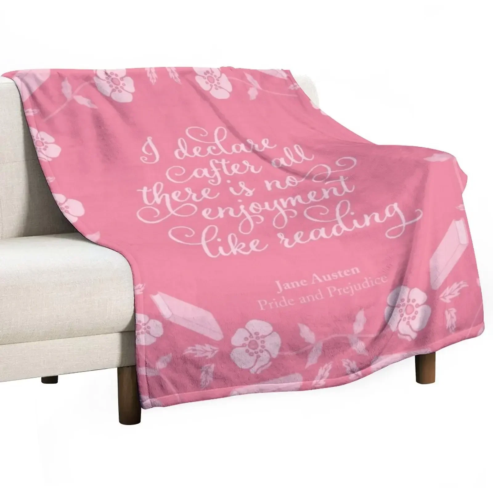 Jane Austen Pride and Prejudice Floral Bookish Quote Throw Blanket Stuffeds manga valentine gift ideas heavy to sleep Blankets