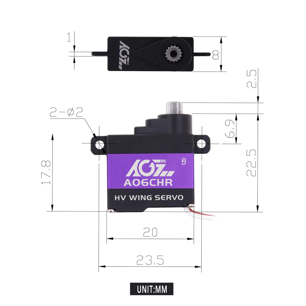 AGFRC A06CHR Metal Gears 3kg High Torque Coreless Motor Micro Wing Servo Ideal For Small Size  Airplane F3P GLD Glider Sailplane