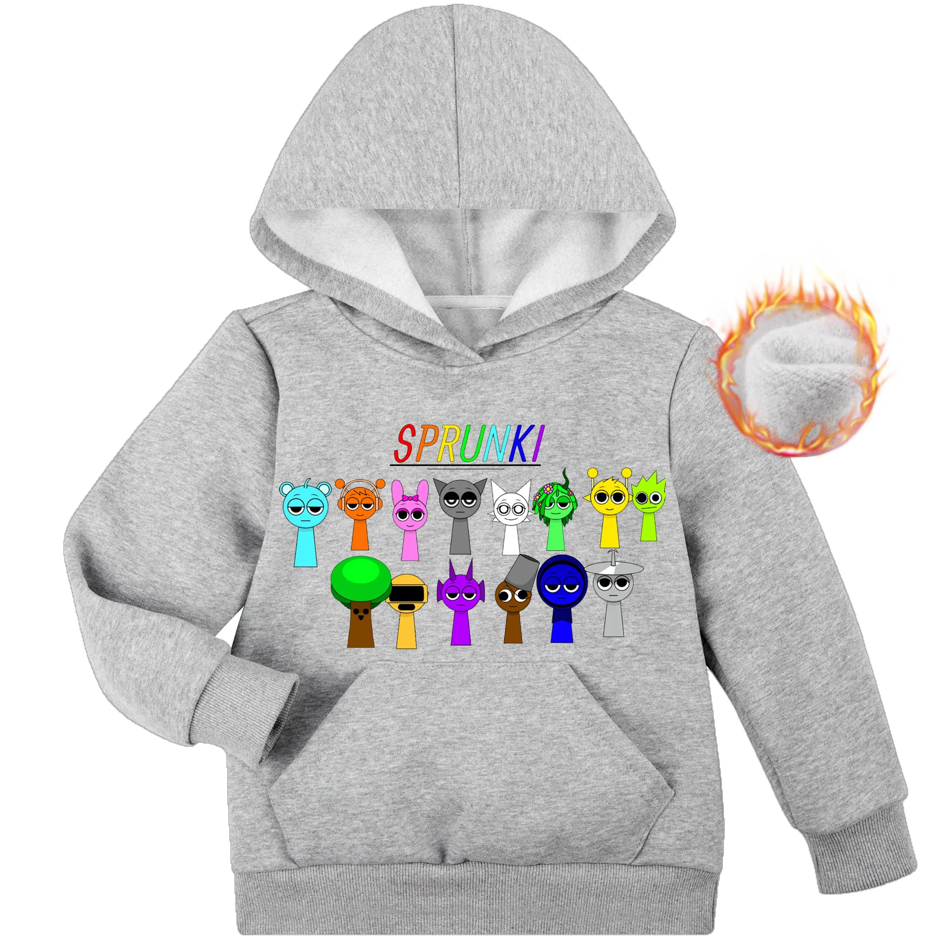 Sprunki Hoodie Kids Long Sleeve Sweatshirt Sprunki Incredibox Hoodie for Boys Girls Y2K Clothes Cute Cartoon Pullover Streetwear