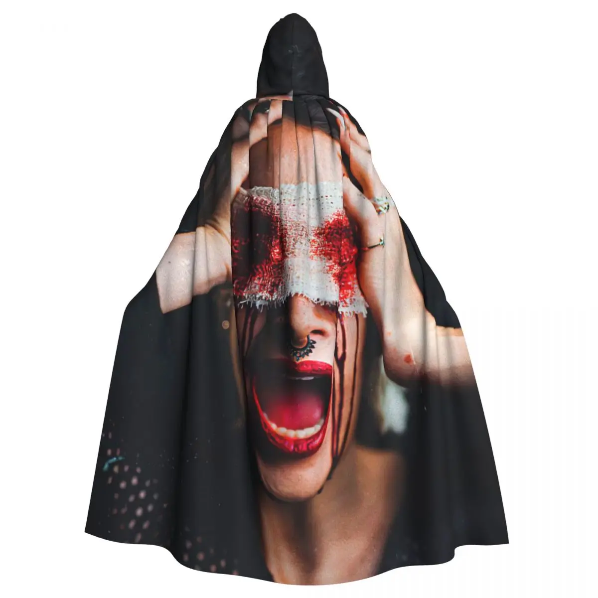 The Possessed Girl Hooded Cloak Halloween Party Cosplay Woman Men Adult Long Witchcraft Robe Hood